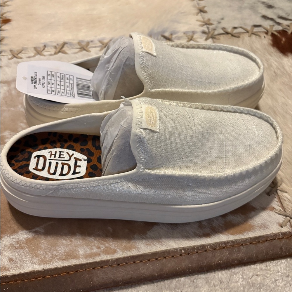 Hey Dude Cream Mules